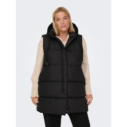 Steppweste ONLY CARMAKOMA "CARNEW ASTA PUFFER WAISTCOAT OTW", Damen, Gr. S (42/44), schwarz, Web, Obermaterial: 100% Polyester, unifarben, casual, Westen