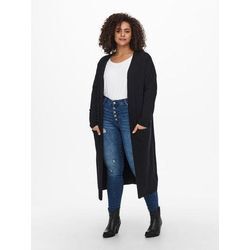 Strickjacke ONLY CARMAKOMA "CARNEW ESLY LS OPEN LONG CARDIGAN NP KNT" Gr. M (46/48), schwarz, Damen, Strick, Feinstrick, Obermaterial: 50% Viskose, 27% Nylon, 23% Polyester, unifarben, Strickjacken