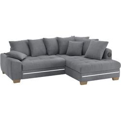 Ecksofa MR. COUCH "Nikita II, L-Form", grau (novaclean avanti 1 stone), B:243cm H:88cm T:190cm, Novaclean Avanti (100% Polyester), Sofas, RGB-LED, Bluetooth-Soundsystem, wahlweise mit Bett, Bettkasten