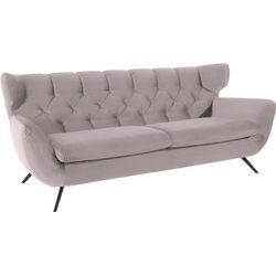 3-Sitzer 3C CANDY "Beatrice, extravagantes Megasofa, bequem, Küchensofa", rosa (altrosa), B:225cm H:94cm T:95cm, Samt-Optik (100% Polyester), Sofas, mit Rückensteppung im Rautenmuster, Samt Optik, auch in Fellimitat