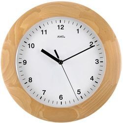 Funkwanduhr AMS "F5904/18", braun (buchefarben), Wanduhren, H: 5cm, Quarz,Holz,Buche,Wohnzimmer,Esszimmer,Küche,Arbeitszimmer,Büro,Flur