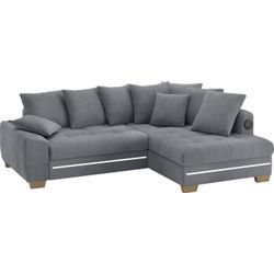 Ecksofa MR. COUCH "Nikita II, L-Form", grau (novaclean avanti 1 stone), B:243cm H:88cm T:190cm, Novaclean Avanti (100% Polyester), Sofas, mit Kaltschaum, RGB-LED, Soundsystem, wahlweise mit Bett, Bettkasten