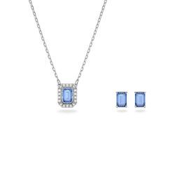 Schmuckset SWAROVSKI "Millenia Set, 5641171", grau (metall, blau, kristallweiß), Schmuck-Sets, Damen, Metall, mit Swarovski Kristallen