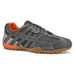 Sneaker GEOX "U SNAKE ORIGINAL", Herren, Gr. 39, grau, Leder, Textil, sportlich, Schuhe, Schnürschuh, Freizeitschuh, Trekking Sneaker mit Lederinnensohle