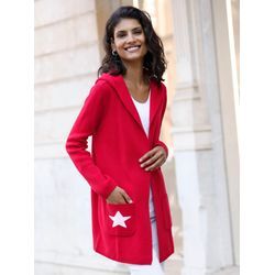 Strickjacke CLASSIC BASICS, Damen, Gr. 38, rot (rot, gemustert), 100% Polyacryl, gemustert, mehrfarbig, Langarm, Strickjacken