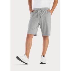 Sweatshorts KANGAROOS "kurze Jogginghose", Herren, Gr. 44/46 (S), N-Gr, grau (grau, meliert), Sweatware, Obermaterial: 60% Baumwolle, 40% Polyester, unifarben, Basic, lässig geschnitten kniefrei, Hosen, aus weicher Sweatware mit Kordel