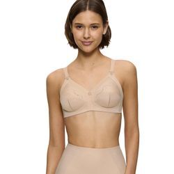 Bügelloser BH TRIUMPH "Doreen + Cotton 01 N", Damen, Gr. 110, Cup D, beige, Obermaterial: 35% Polyester, 29% Polyamid, 22% Baumwolle, 13% Elasthan, 1% Viskose, unifarben, klassisch, BHs, Cup B-E, ungepolsterte Cups, Lochstickerei