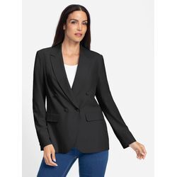 Jackenblazer HEINE "Blazer", Damen, Gr. 38, schwarz, 63% Polyester, 34% Viskose, 3% Elasthan, Langarm, Blazer