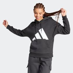 Kapuzensweatshirt ADIDAS SPORTSWEAR "W BL FL HD", Damen, Gr. L, schwarz-weiß (schwarz, weiß), Obermaterial: 55% Baumwolle, 36% Polyester, 9% Viskose, sportlich, Sweatshirts