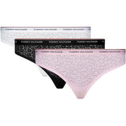 Bikinislip "3 PACK BIKINI LACE (EXT SIZES)", Damen, Gr. L (40), bunt (schwarz, weiß, light_pink), Spitze, Obermaterial: 86% Polyamid, 14% Elasthan, TOMMY HILFIGER UNDERWEAR, unifarben, körpernah, Unterhosen, mit Tommy Hilfiger Logobund