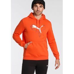 Kapuzensweatshirt PUMA "ESS+ LOGO LAB CAT HOODIE FL", Herren, Gr. S, rot (rotmazing), Fleece, Obermaterial: 66% Baumwolle, 34% Polyester, bedruckt, sportlich, regular fit normal, Langarm, Sweatshirts