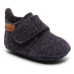 Hausschuh BISGAARD "Bisgaard Baby Wool", Kinder, Gr. 20, blau (nachtblau), Wolle, klassisch, Schuhe, Wagenschuh, Babyschuh, Schlupfschuh mit Klettverschluss