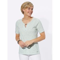 Kurzarmshirt CASUAL LOOKS "Ringelshirt", Damen, Gr. 40, grün (mint, geringelt), 80% Baumwolle, 20% Polyester, gemustert, mehrfarbig, gestreift, Rundhals, Kurzarm, Shirts