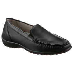 Mokassin WALDLÄUFER "KLÄRE", Damen, Gr. 3,5 (36), schwarz, Nappaleder, klassisch, Schuhe Loafer Slipper, Slipper, Bequemschuh mit Stretcheinsatz, Weite H: sehr weit