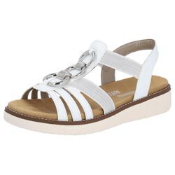 Sandale REMONTE, Damen, Gr. 43, silber (weiß, silberfarben), Lederimitat, casual, Schuhe, Sommerschuh, Sandalette, Keilabsatz, mit praktischen Gummizügen