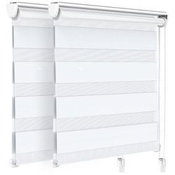 2er Set Doppelrollo klemmfix ohne Bohren, Duo Rollo Klemmrollo für Fenster und Tür, 100x150 cm, Weiß - Vounot