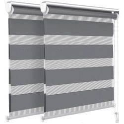 2er Set Doppelrollo klemmfix ohne Bohren, Duo Rollo Klemmrollo für Fenster und Tür, 90x150 cm, Grau - Vounot