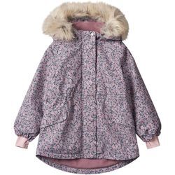 Outdoorjacke WHEAT "Jacket Mathilde Tech", Mädchen, Gr. 104, bunt (winter flowers), Web, Obermaterial: 100% Polyester, geblümt, casual, A-Linie, Langarm, Jacken, wasserdicht, atmungsaktiv und leicht wattiert