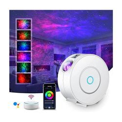 LED WIFI Sternenhimmel Projektor, Smart Nachtlicht 3D Galaxy Sternenprojektor Lampe Kinder Erwachsense mit RG Dimming/Stimmenkontrolle/WiFi