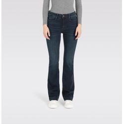 Bootcut-Jeans MAC "Dream-Boot", Damen, Gr. 34, Länge 32, blau (midnight blau wash32), Denim/Jeans, Obermaterial: 90% Baumwolle, 7% Elastomultiester, 3% Elasthan, casual, figurbetont lang, Jeans, Gerade geschnitten mit leicht ausgestelltem Bein