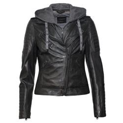 Mustang Lederjacke Damen, schwarz