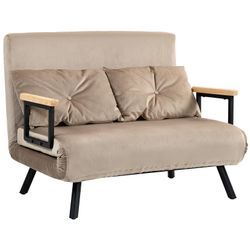 HOMCOM Schlafsofa mit Sitzkissen grau 102L x 73B x 81H cm