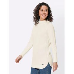 Strickpullover CASUAL LOOKS "Pullover", Damen, Gr. 36, beige (ecru), 50% Baumwolle, 50% Polyacryl, unifarben, Langarm, Pullover