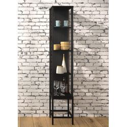 Vitrine FIF MÖBEL "STEP", schwarz, B:31,5cm H:176cm T:32,7cm, Sicherheitsglas ESG, Holzwerkstoff, Metall, Glas, Schränke