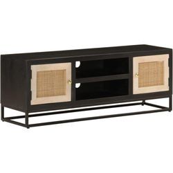 TV-Schrank Schwarz 110x30x40 cm Massivholz Mango und Eisen Vidaxl