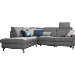 Ecksofa 3C CANDY "Mainau modern und elegant, mit gutem Sitzkomfort, L-Form", grau, B:257cm H:89cm T:220cm, Struktur ( 100% Polyester), Luxus-Microfaser weich: 98% Polyester, 2% Nylon, , Struktur weich (mit Wasser zu reinigen): 16% Baumwolle, 79% Polyester, 5% Polyacryl, Sofas, wahlweise mit elektrischer Relaxfunktion, Federkern