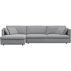 Ecksofa FLEXLUX "Lovane", grau (sophisto grau), B:323cm H:84cm T:183cm, 100% Polyester, Sofas, Weich & anschmiegsam, große Sitztiefe auf Kaltschaum, Dekokissen inkl.