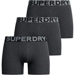 Boxershorts SUPERDRY "BOXER TRIPLE PACK", Herren, Gr. S, schwarz (raven schwarz marl), Jersey, Obermaterial: 95% Baumwolle, 5% Elasthan, meliert, körpernah, Unterhosen