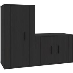 Vidaxl - 2-tlg. TV-Schrank-Set Schwarz Holzwerkstoff