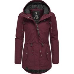 Winterjacke RAGWEAR "Monadis Black Label", Damen, Gr. L (40), rot (dunkelrot), Außenmaterial: 65% Polyester, 35% Baumwolle, Innenfutter: 100% Polyester, Wattierung: 100% Polyester, modisch, figurbetont Po-bedeckend, hoch geschlossener Ausschnitt, Langarm Ärmel ohne Ärmelschlitz Rippstrickbündchen, Jacken, stylischer Winterparka für die kalte Jahreszeit, Topseller