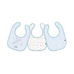 Kikkaboo Babylatz Little Fox 3-tlg Set 100% Baumwolle wasserfest Klettverschluss blau