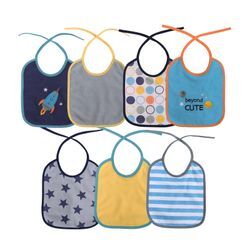 Baby Care Babylatz-Set 7-teilig, einlagig, zum Binden, waschbar, ab Geburt blau