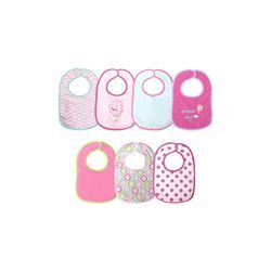 Baby Care Babylätzchen 7-teiliges Set Klettverschluss, einlagig, wasserdicht rosa