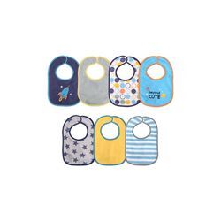 Baby Care Babylätzchen 7-teiliges Set Klettverschluss, einlagig, wasserdicht blau