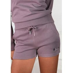 BENCH. LOUNGEWEAR Shorts violett Gr. 32/34 für Damen. Mit Logostickerei, Bindeband, Logodruck. Bequem. Nachhaltig.