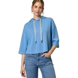 Sweatshirt ZERO "zero Sweatshirt mit Kapuze", Damen, Gr. L, blau (riviera), Sweatware, Obermaterial: 49% Polyester, 46% Viskose, 5% Elastan. Ärmelfutter: ohne Futter., unifarben, casual, figurumspielend hüftlang, 3/4-Ärmel weit, Sweatshirts, weiteres Detail