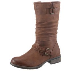 Stiefel RIEKER Gr. 40, Normalschaft, braun (cognac, used), Damen, Lederimitat, used, Schuhe, Boots, Winterboots, Blockabsatz mit gerafftem slouchy-Schaft, Topseller