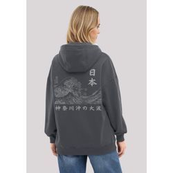 Kapuzenpullover F4NT4STIC "Kanagawa Welle Golden Gai", Damen, Gr. L, schwarz, Obermaterial: 80% Baumwolle, 20% Polyester, casual, oversize, Langarm, Pullover, Premium Qualität