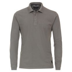 Langarm-Poloshirt CASAMODA "CASAMODA Polo-Shirt Langarm uni", Herren, Gr. L, grau, 100% Baumwolle, Shirts