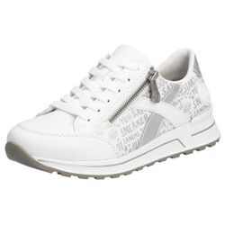 Sneaker RIEKER, Damen, Gr. 36, silber (weiß, silberfarben), Lederimitat, casual, Schuhe, herausnehmbarer Soft-Einlage, Freizeitschuh, Halbschuh, Schnürschuh, Topseller