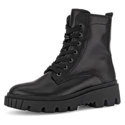 Schnürboots GABOR, Damen, Gr. 39, schwarz, Kalbsleder, unifarben, modisch, Schuhe, Plateau, Schnürstiefelette, Chunky Boots mit Innenreißverschluss