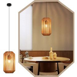 Pendelleuchte Esstisch Gbly Hängelampe Vintage- Pendellampe Esszimmer 1 Flammig Hängeleuchte E27 Lange Laterne Design Hanfseil Esstischlampe für