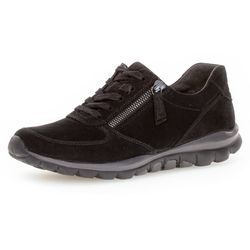 Keilsneaker GABOR ROLLINGSOFT, Damen, Gr. 41, schwarz, Nubukleder, unifarben, sportlich, Schuhe, Freizeitschuh, Halbschuh, Schnürschuh mit OPTIFIT-Wechselfußbett