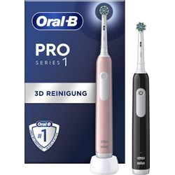 Elektrische Zahnbürste ORAL-B "PRO Series 1 Doppelpack", pink (schwarz, pink), Elektrozahnbürsten, Drucksensor