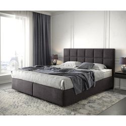 DELIFE Boxspringbett Dream-Fine 180x200 cm Mikrofaser Schwarz mit Matratze und Topper, Boxspringbetten