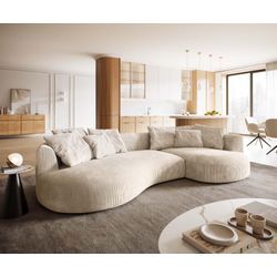 DELIFE Sofa Edina 330x170 cm Cord Beige, Big Sofas